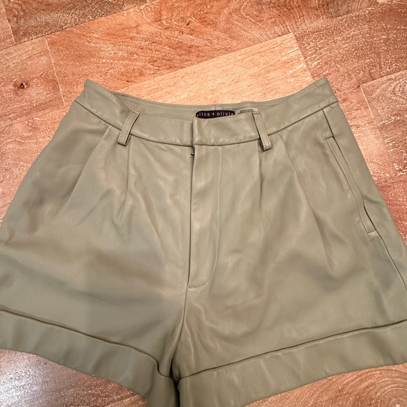 Alice + Olivia High Waist Green Shorts